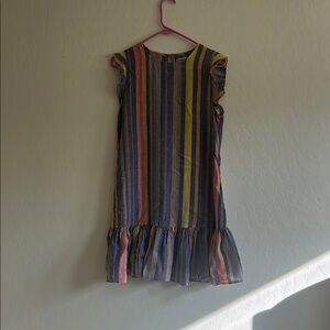 Marine Layer Green and Orange Ruffled Sundress